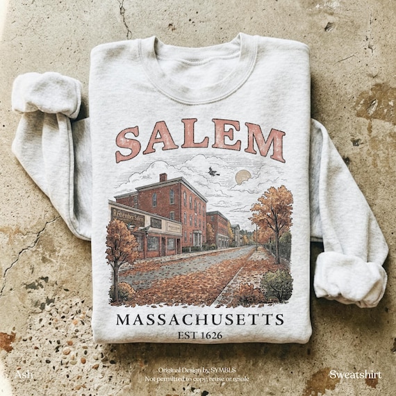 Salem Massachusetts Vintage Witch Shirt, Halloween Sweatshirt, Autumn Salem MA Graphic Tee, Spooky Season Fall Sweatshirt