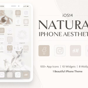 Natural Beige Boho | iPhone iOS16 App Icons | 100 icons in 4 colors | Boho Wallpapers & Widgets | High Quality JPG | iPhone Widgets