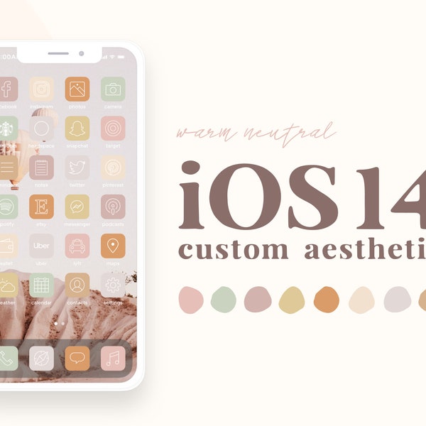 Warm Neutraal | iPhone iOS16 App-pictogrammen | 100 pictogrammen in 8 kleuren | Hoge kwaliteit JPG