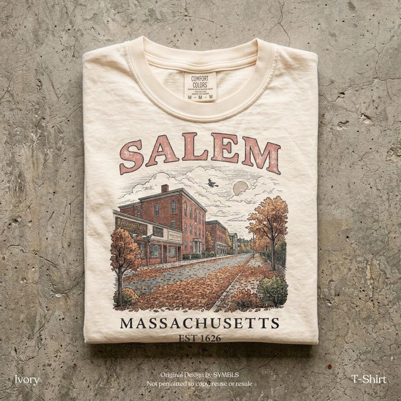 Salem Massachusetts Vintage Hexe Shirt, Halloween Sweatshirt, Herbst Salem MA Grafik T-Shirt, Gruselige Saison Herbst Sweatshirt Bild 4