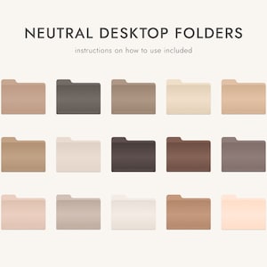 Neutral Beige Desktop Folder Icons - Compatible with Mac & Windows, Instant Download - 15 Desktop Folder Icons - Aesthetic Folders