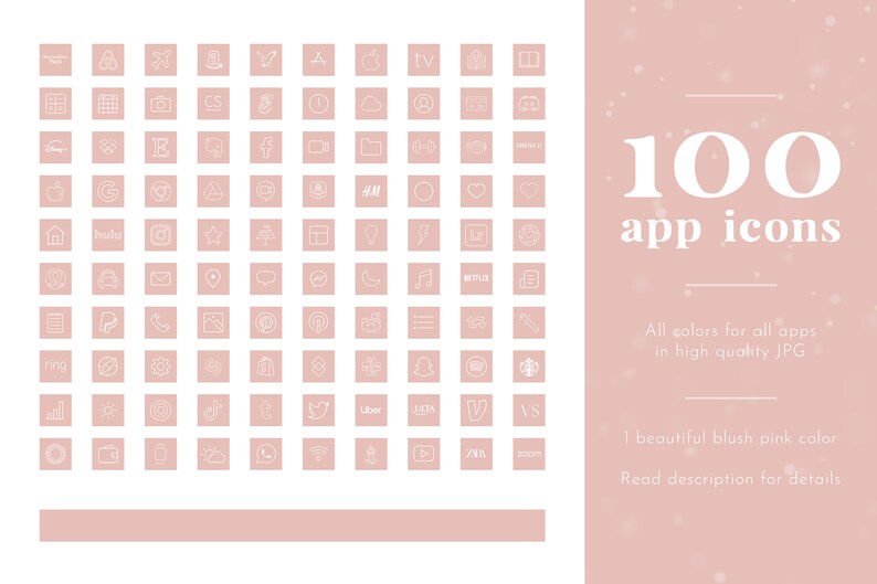 Blush Pink Theme Iphone Ios14 App Icons 100 Different Etsy