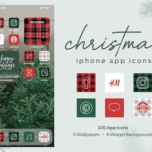 Christmas Buffalo Plaid iPhone Icon Pack iPhone Ios16 App Icons 100 ...