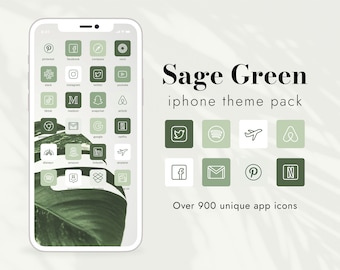 Sage Green iPhone App Icons | 950+ iOS16 App Covers (Digital Download)