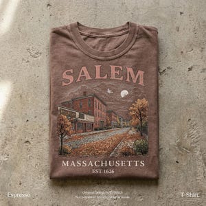 Salem Massachusetts Vintage Hexe Shirt, Halloween Sweatshirt, Herbst Salem MA Grafik T-Shirt, Gruselige Saison Herbst Sweatshirt Bild 6