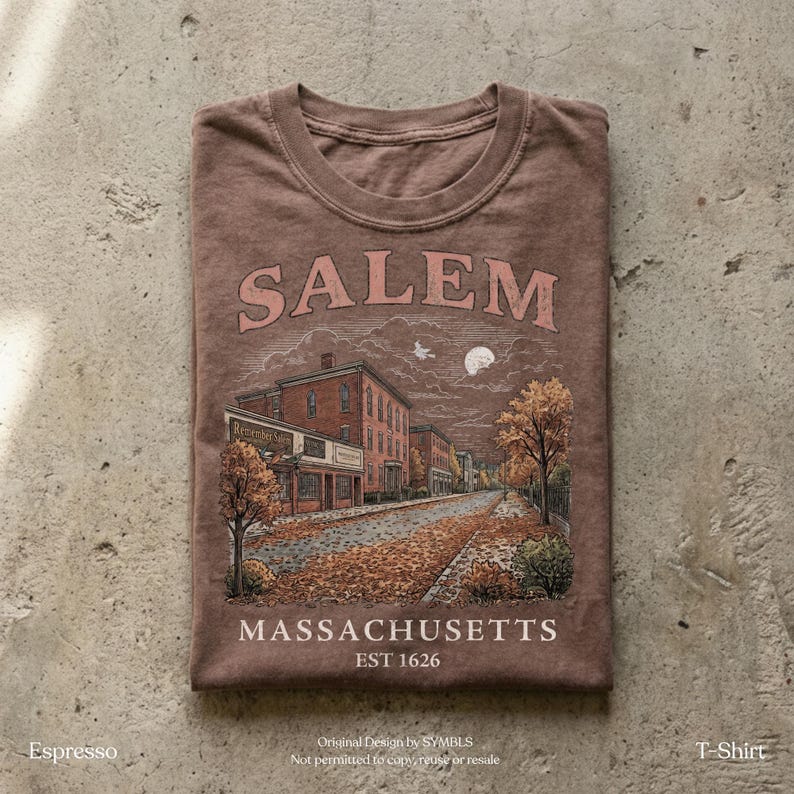 Salem Massachusetts Vintage Hexe Shirt, Halloween Sweatshirt, Herbst Salem MA Grafik T-Shirt, Gruselige Saison Herbst Sweatshirt Bild 6