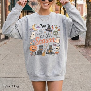 Halloween Sweatshirt, Tis the Season Cute Spooky Crewneck, Comfort Colors T-Shirt image 4