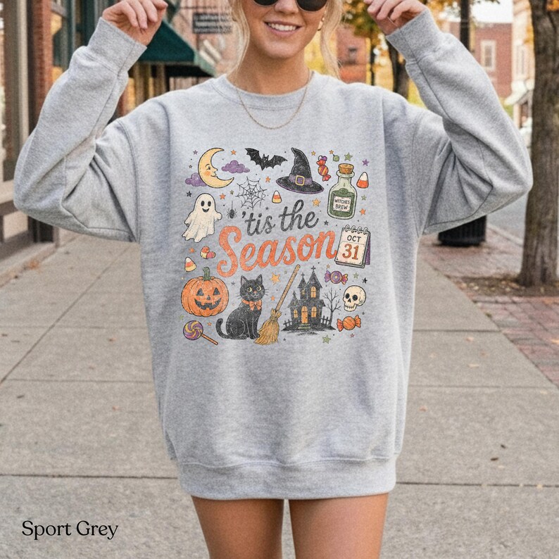 Halloween Sweatshirt, Tis the Season Cute Spooky Crewneck, Comfort Colors T-Shirt image 4