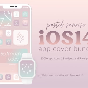 Pastel Sunrise iOS16 App Icon Bundle - 1520+ App Icons - Pastel Gradient Colors - Pink, Purple, Blue, Orange - Wallpapers & Widgets Included