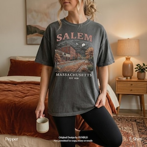 Salem Massachusetts Vintage Hexe Shirt, Halloween Sweatshirt, Herbst Salem MA Grafik T-Shirt, Gruselige Saison Herbst Sweatshirt Bild 9