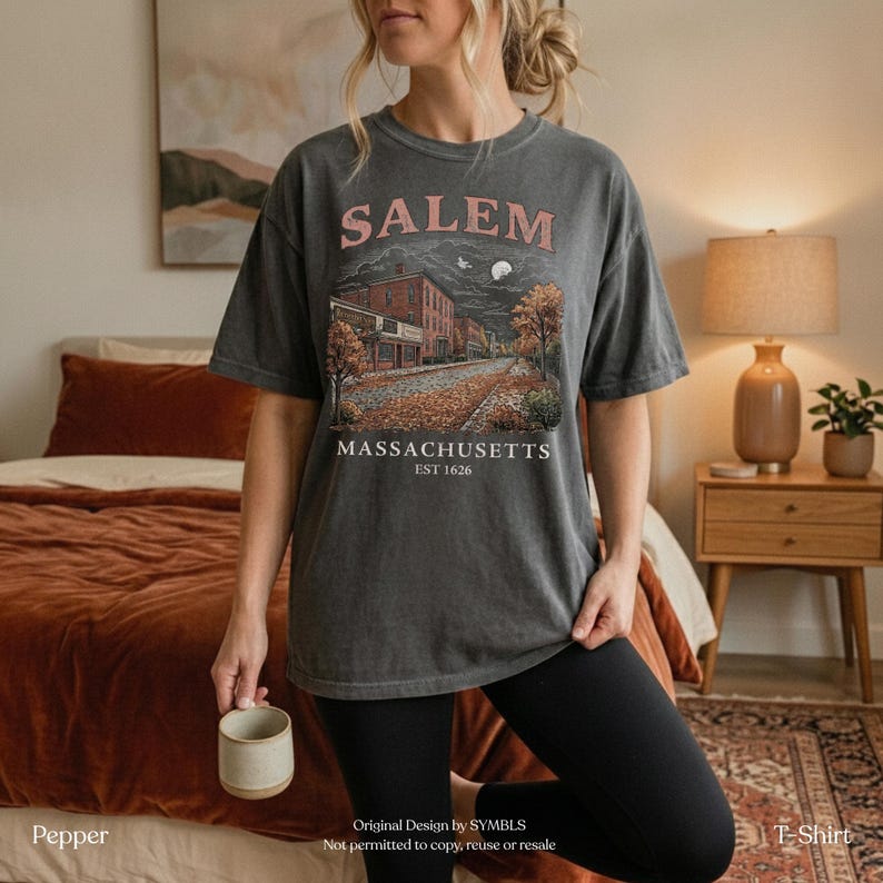 Salem Massachusetts Vintage Hexe Shirt, Halloween Sweatshirt, Herbst Salem MA Grafik T-Shirt, Gruselige Saison Herbst Sweatshirt Bild 9