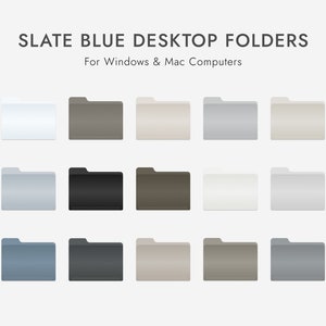 Blue Desktop Folder Icons - Compatible with Mac & Windows, Instant Download - 15 Desktop Folder Icons - Aesthetic Folders