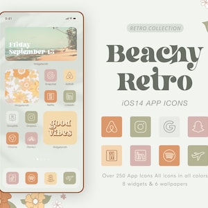 Retro Beach App Icons | Vintage iPhone iOS15 App Icons | 220+ icons in 4 colors | Vintage Wallpapers & Widgets | High Quality iPhone Widgets