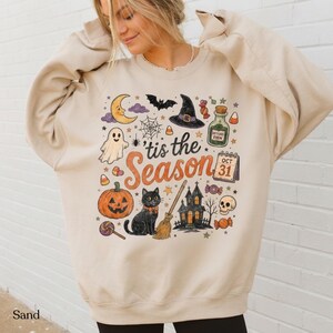 Halloween Sweatshirt, Tis the Season Cute Spooky Crewneck, Comfort Colors T-Shirt image 2