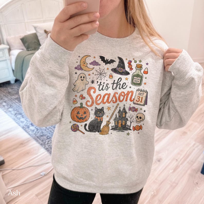 Halloween Sweatshirt, Tis the Season Cute Spooky Crewneck, Comfort Colors T-Shirt image 3