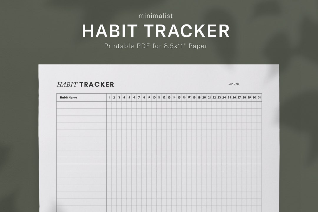 Minimalist Habit Tracker Printable | 8.5x11 Editable PDF - Etsy