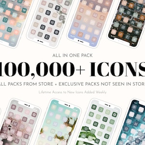 100,000+ App Icon iOS16 Bundle, Boho, Neutral, Metallic (Wallpapers & Widgets)
