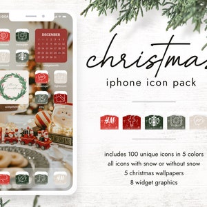 Christmas iPhone Icon Pack | iPhone iOS16 App Icons | 280+ icons in 5 colors with SNOW | High Quality JPG