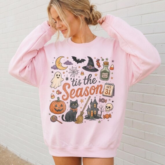 Halloween Sweatshirt, Tis the Season Cute Spooky Crewneck, Comfort Colors T-Shirt
