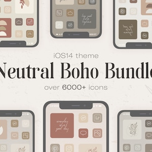 Neutral Boho Theme Bundle | iPhone iOS16 App Covers | 6 Themes | 168 App Icons in 36 Colors | Wallpapers & Widgets | 6000+ App Covers