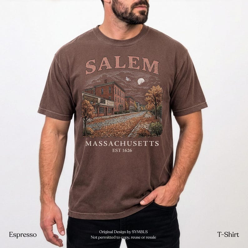 Salem Massachusetts Vintage Hexe Shirt, Halloween Sweatshirt, Herbst Salem MA Grafik T-Shirt, Gruselige Saison Herbst Sweatshirt Bild 10