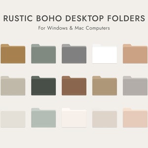 Desktop Folder Icons Rustic Boho - Compatible with Mac & Windows, Instant Download - 15 Desktop Folder Icons - Aesthetic Folders