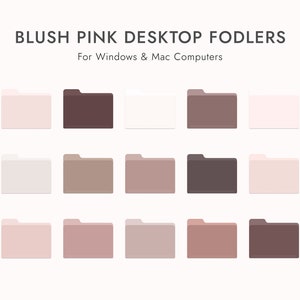 Desktop Folder Icons Blush Pink - Compatible with Mac & Windows, Instant Download - 15 Desktop Folder Icons - Aesthetic Folders