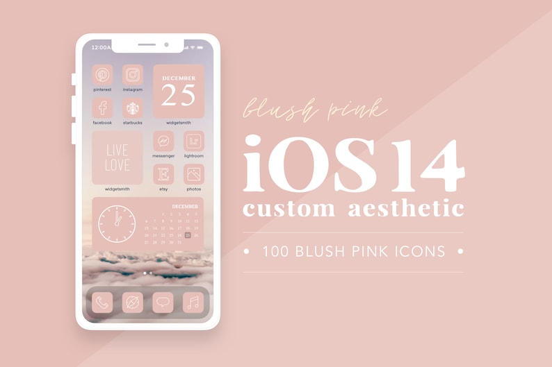 Blush Pink Theme Iphone Ios14 App Icons 100 Different Etsy