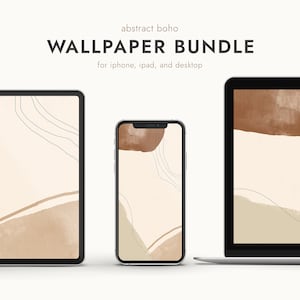 Brun & Beige Abstrakt Boho Bakgrundspaket för iPhone, iPad, Macbook och iPad
