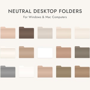Neutral Beige Desktop Folder Icons - Compatible with Mac & Windows, Instant Download - 15 Desktop Folder Icons - Aesthetic Folders