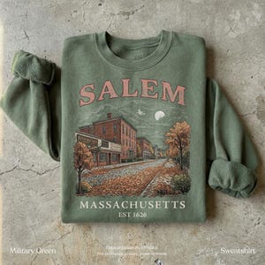 Salem Massachusetts Vintage Hexe Shirt, Halloween Sweatshirt, Herbst Salem MA Grafik T-Shirt, Gruselige Saison Herbst Sweatshirt Bild 3