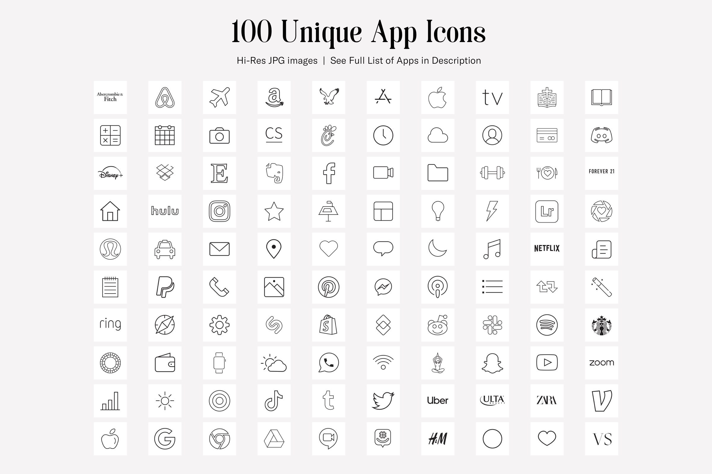 Black & White iOS14 App Icons 100 App Covers Icon Pack Etsy