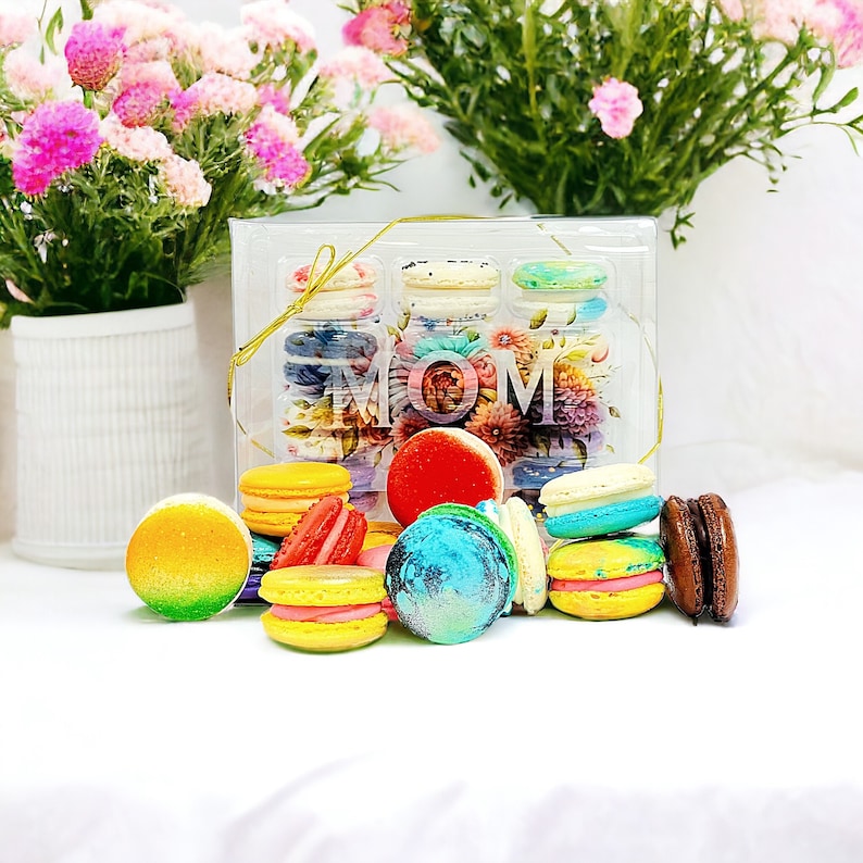 MOM 12 Pack Assortment French Macarons Each macaron is labeled with its flavor for easy identification image 6