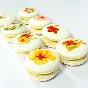 Tropical Flowers Vegan French Macarons | Available in 4, 12 & 24 Pack