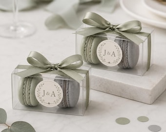 Personalized 2 Macaron Party Favor Clear Box.