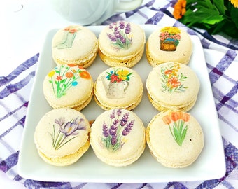 Spring Blossom Macarons: Customizable Delights in Packs of 6, 12, or 24