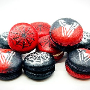 French Macaron Tribute To Spiderman | Available in 6, 12 or 24 Pack