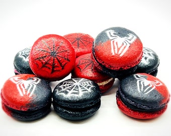 French Macaron Tribute To Spiderman | Available in 6, 12 or 24 Pack