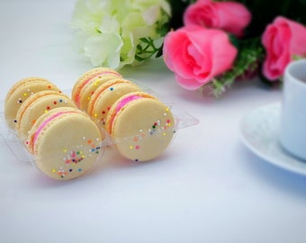 6 Pack  birthday cake macarons | ideal for celebratory events.