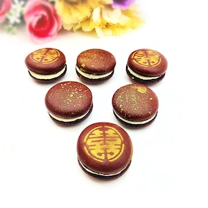 Double Happiness French Macaron Cookies | Available in 6, 12 & 24 Pack | Perfect addition to your wedding reception.
