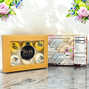Celebrate Graduation: Class of 2025 French Macarons | Available in 6 & 12 Pack