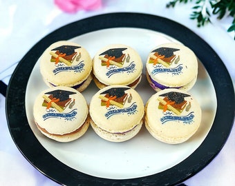 Celebrate Graduation: Congratulation French Macarons | Available in 6 & 12 Pack