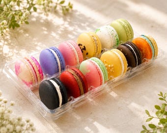 Surprise Me! 12 Pack Vegan French Macarons Set | , Dairy Free | 12 Different Flavors of Fun!