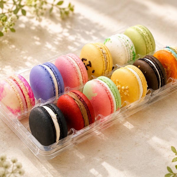 Surprise Me! 12 Pack Vegan French Macarons Set | , Dairy Free | 12 Different Flavors of Fun!