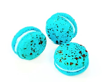 6 Pack  blue raspberry and white chocolate macarons | ideal for celebratory events.
