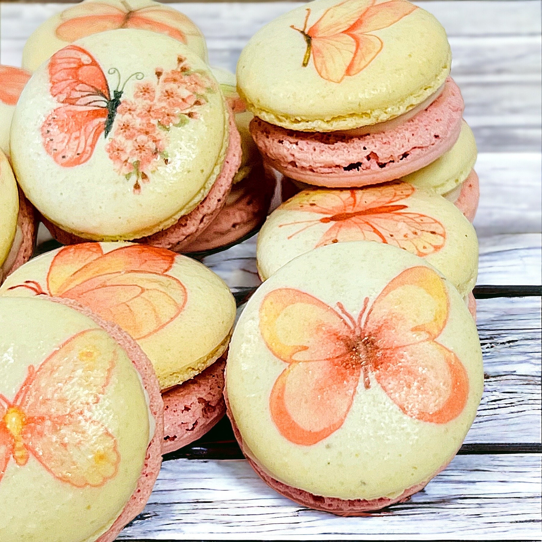 Pink Butterfly Bliss Macarons Packs of 6, 12, or 24 - Etsy