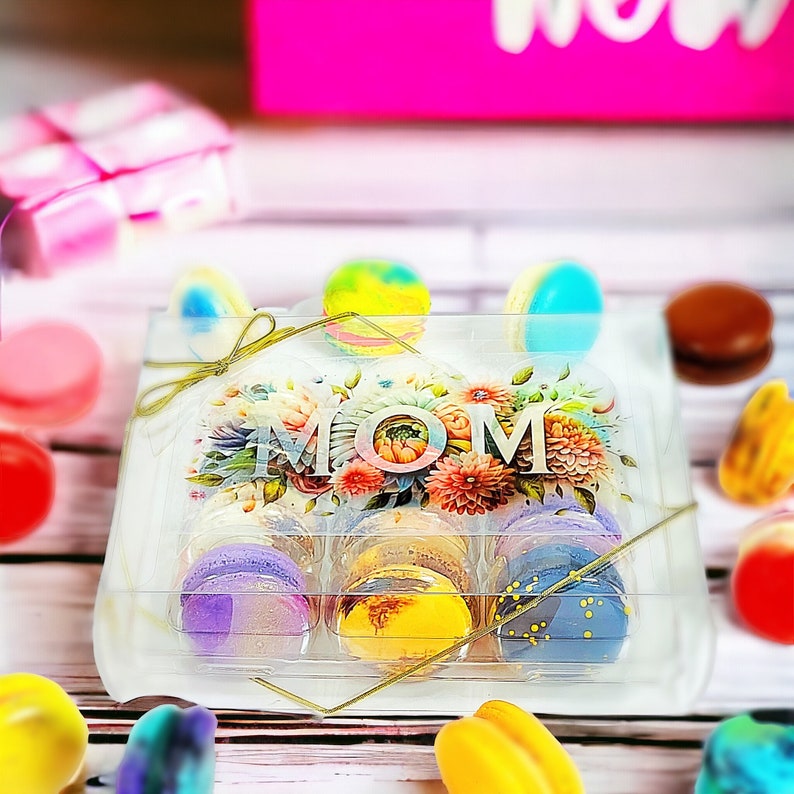 MOM 12 Pack Assortment French Macarons Each macaron is labeled with its flavor for easy identification image 3