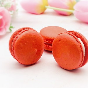 6 Pack  Straw-Cherry Macarons