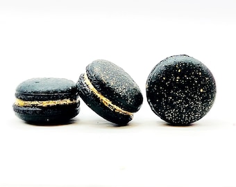 Luxe Mac | Black Macaron With Gold Splatter | Available in 6