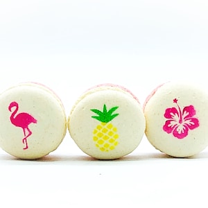 French Macaron Flamingo Luau Set | Available in 6 or 12 Pack